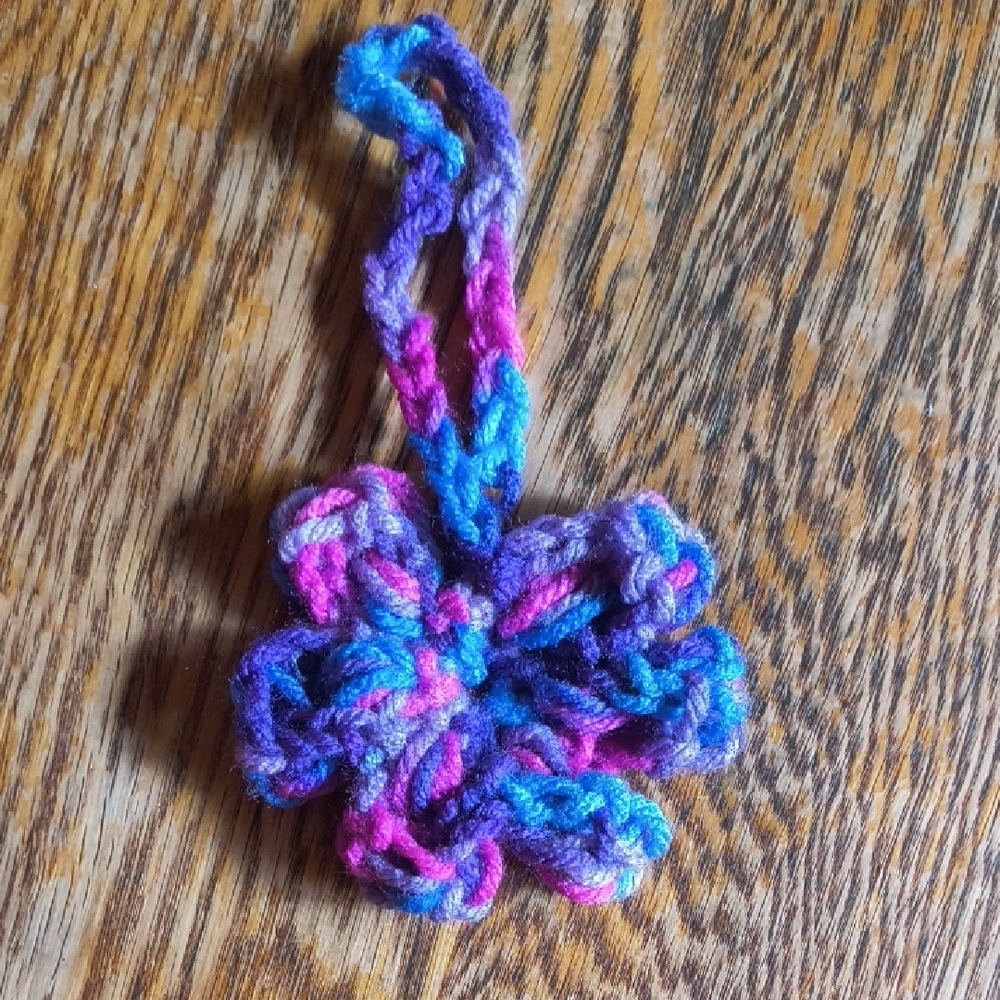 Colorful Crochet Flower Keychain